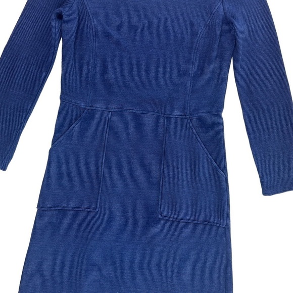 4 Long Boden navy blue Ellen Ottoman dress long sleeves pockets shift ribbed - Picture 3 of 16